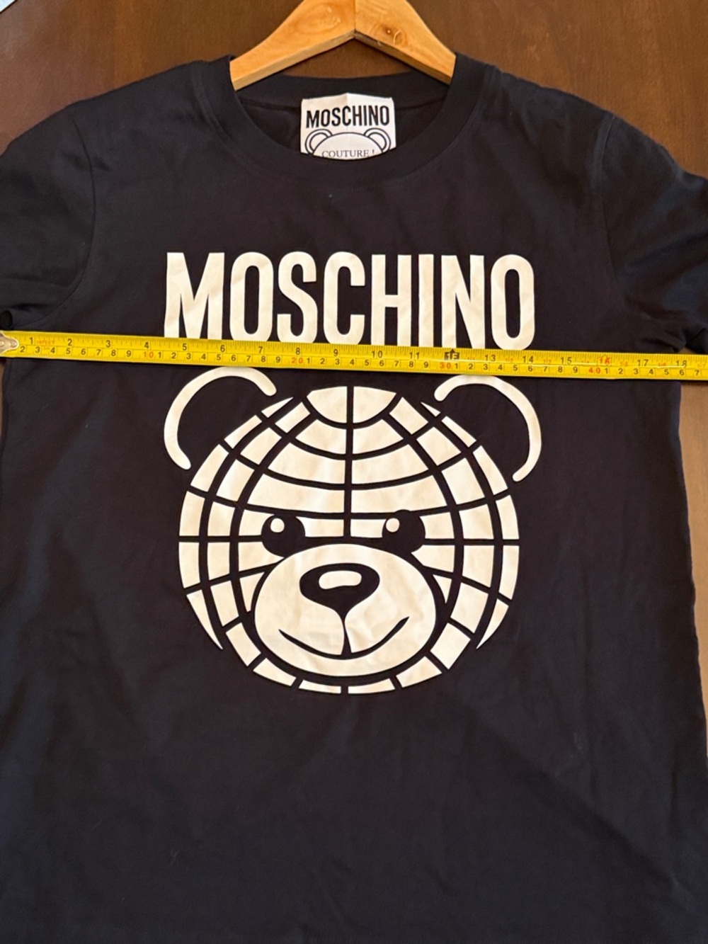Woman’s Moschino Couture Milano Black Tee with White Logo Bear- Size Small - Picture 10 of 11